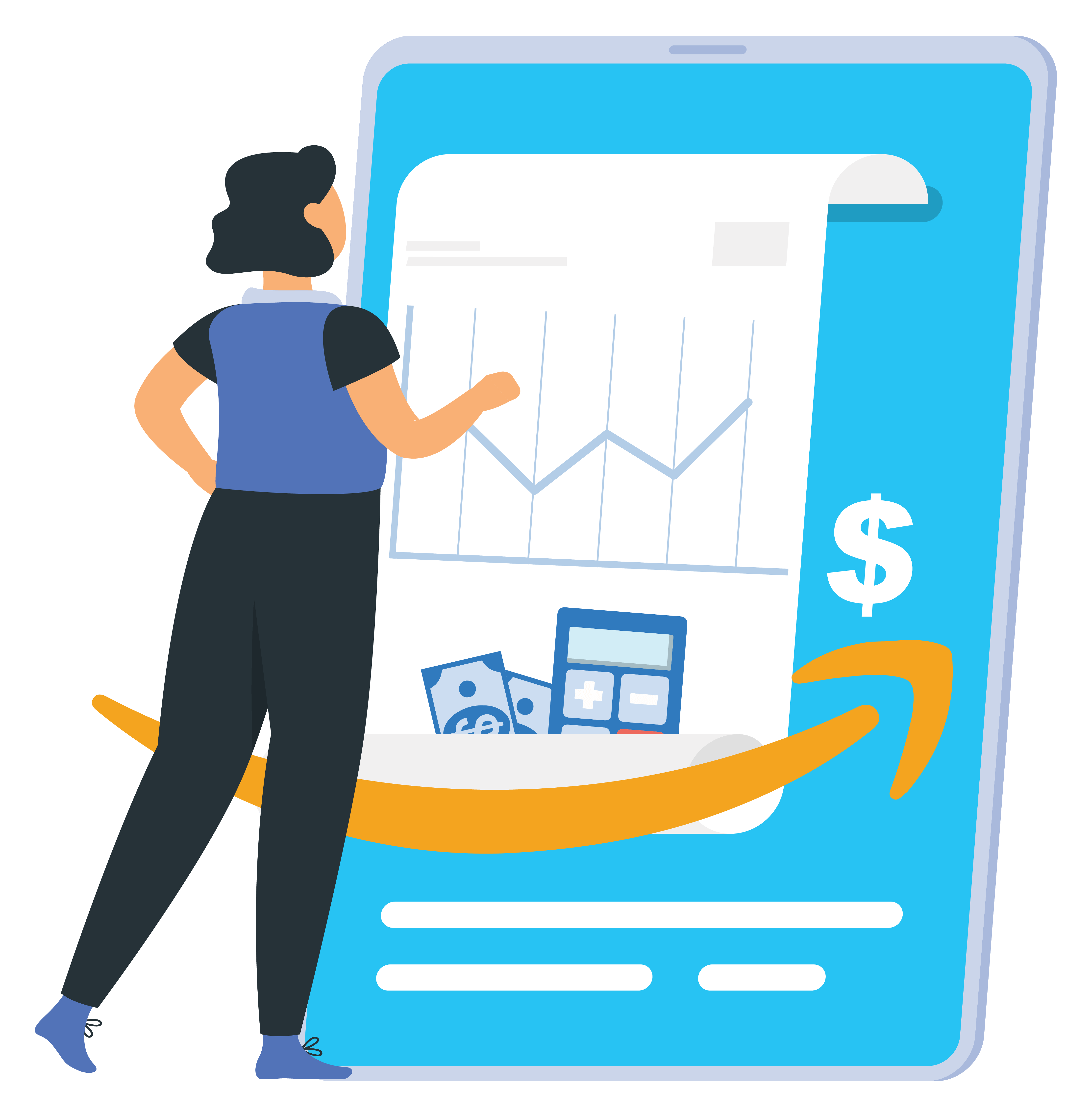 Person analyzing Amazon sales data on a financial dashboard